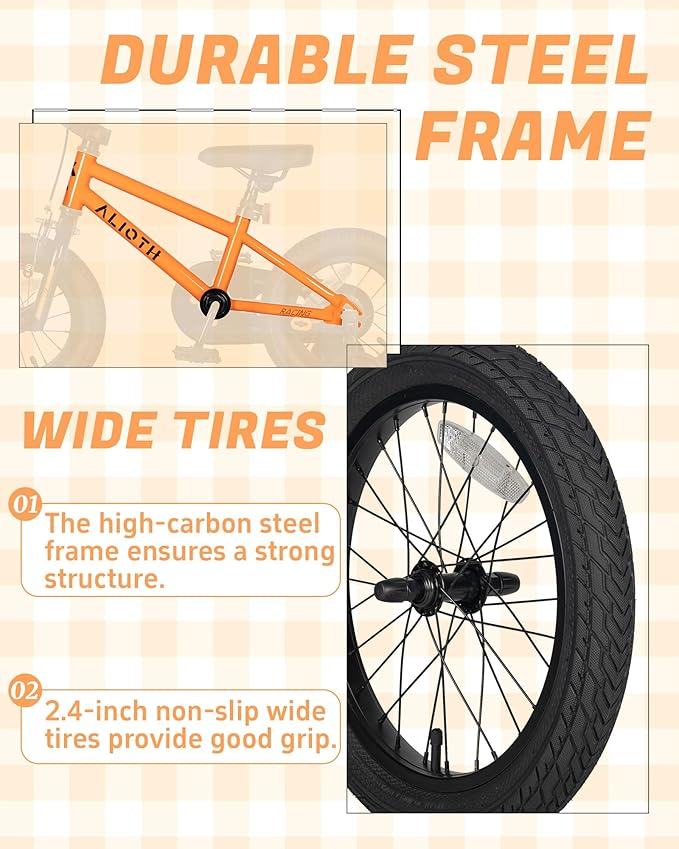 BMX Style Kids Bike for 2-8 Years Old Boys Girls Toddlers 12 14 16 Inches Bicycle with Training Wheels Coaster Brake, Multiple Color