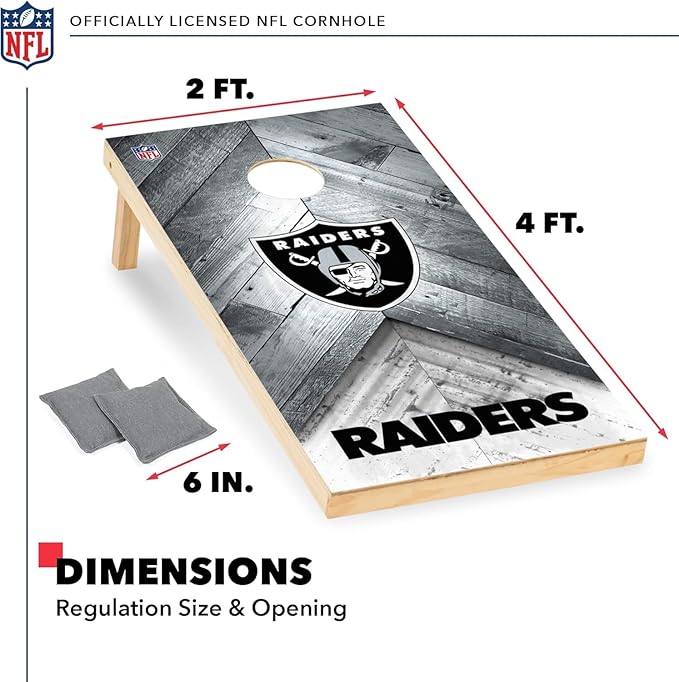 Wild Sports NFL Football 2' x 4' Regulation Size Solid Wood Cornhole Set with Direct Print HD Team Graphics Great Gift for Any Football Fan! Bean Bag Toss Family Outdoor Game