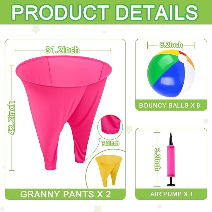Granny Pants Yard Game Freaky Party Games Pants with Bouncy Balls and Air Pump Oversized Granny Pants Outdoor Game for Adults and Family Interactive Throwing Game for Group Gatherings