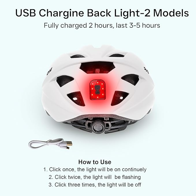 Bike Helmet Adult Urban:Bicycle Helmet for Men Women with USB Charge Detachable Taillight Helmets for Commuter Cycling Scooters