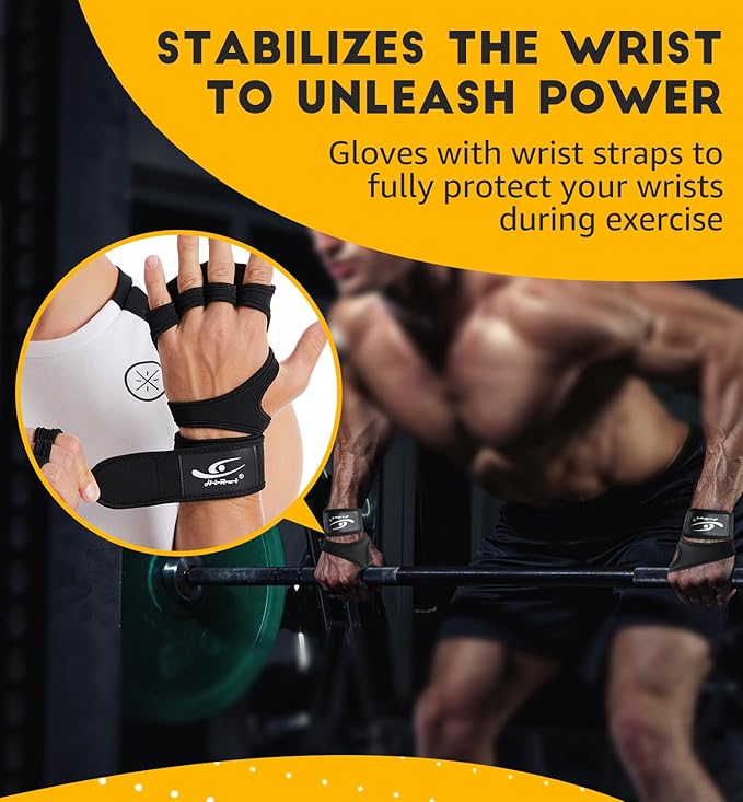 HiRui Ventilated Workout Gloves for Men Women, Built-in Wrist Wraps and Non-Slip Palm Silicone to Avoid Calluses, Exercise Gym Gloves for Training Powerlifting Weightlifting, Size : X-Large