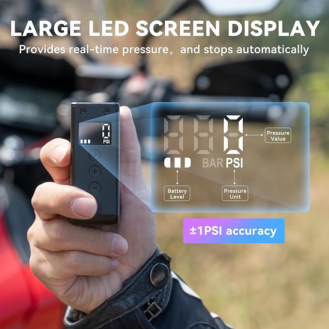 CYCPLUS AS2 Pro Max Tiny Pump Mini with Gauge, Max 120 PSI Cordless Bicycle Air Pump, Auto Stop, with Presta and Schrader Valve for Car, Motorcycle, Bike and Ball (2025 Updated Version)