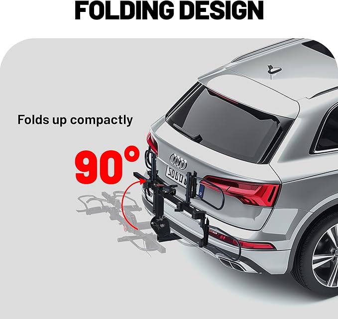 Young 200 lbs. 2 Bike Rack Hitch Mount Platform Style for Cars Trucks SUVs Minivans, fits MTB Gravel Road Bike with Up to 5-inch Fat Tire Carrier Rack - 2" Hitch Receiver