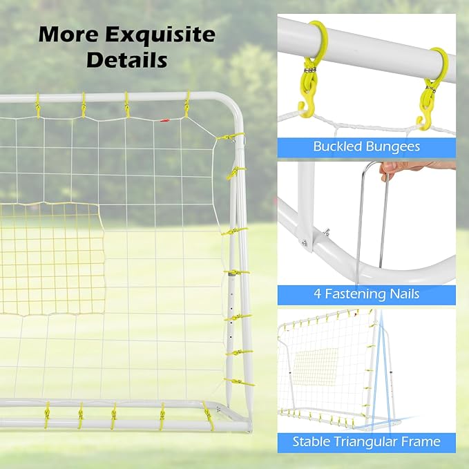 Goplus 6FT x4FT Soccer Net, 2 in 1 Soccer Rebounder Soccer Goal w/Shooting Auxiliary Area, 5 Adjustable Angles, Kids Youth Teens Soccer Practice Training Equipment for Backyard