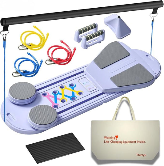Pilates Reformer Board - Home Gym Workout Set for Core & Full Body Training, Pilates Exercise Equipment, Ab Machone, Compact Fitness Gear for Strength, Toning & Weight Loss
