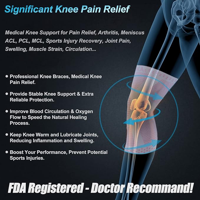 NEENCA Knee Brace for Women & Men, Medical Knee Support with Patella Pad & Side Stabilizers, Knee Compression Sleeve for Knee Pain, Meniscus Tear, ACL, Joint Pain, Runner, Workout