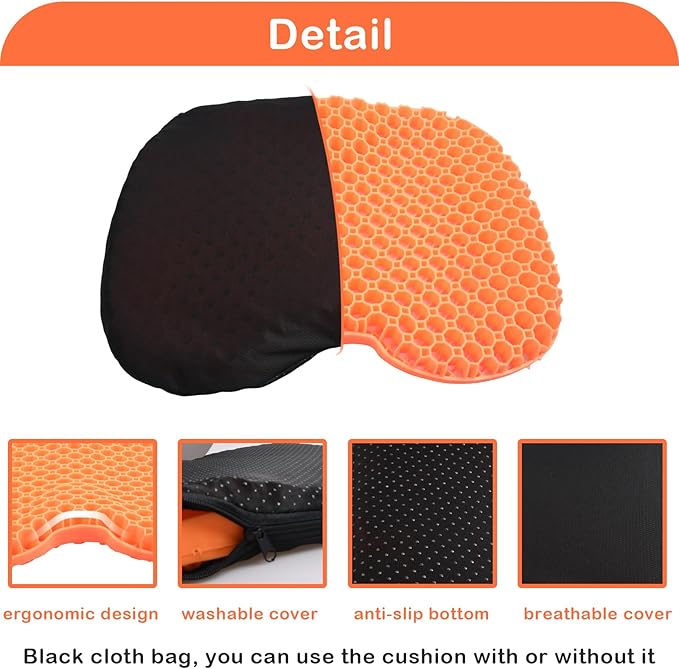 Orange Anti Slip Kayak Seat Cushion Waterproof Gel Boat Canoe Rowing Stadium Pad for Sit in Kayak Chair for Fishing Kayak Pedal Kayak Equipment
