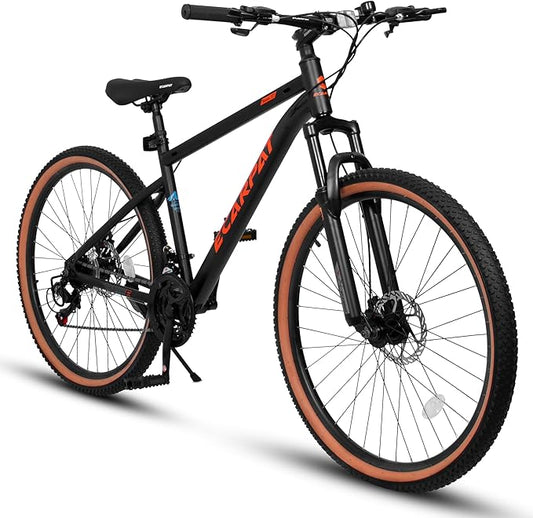 Mountain Bike 27.5 Inch Wheels, 21-Speed Mens Womens Trail Commuter City Mountain Bike,High Carbon Steel Frame Disc Brakes Thumb Shifter Front Fork Bicycles