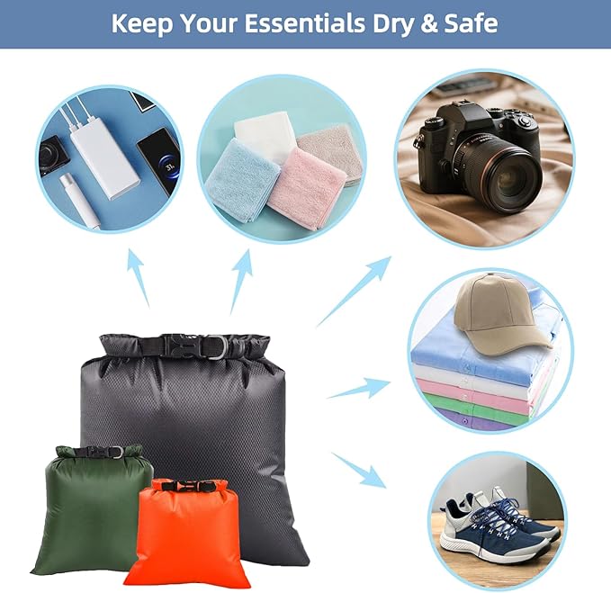 6PCS Dry Bags Waterproof, Lightweight Dry Bags for Kayaking Waterproof，Outdoor Waterproof Bag for Kayaking Hiking Boating Camping