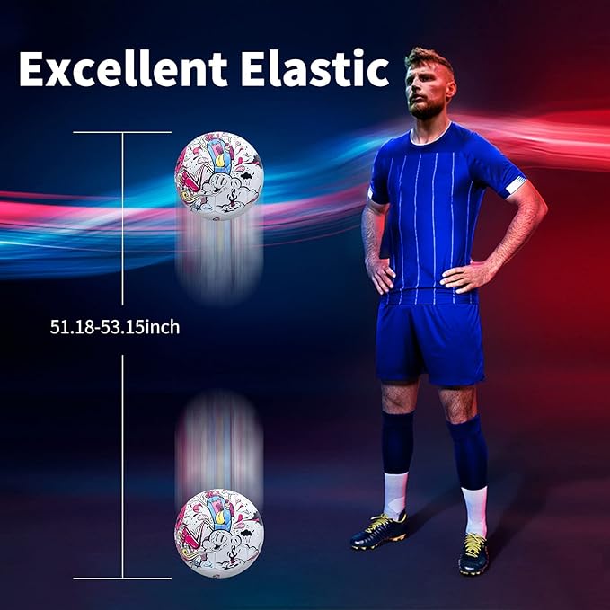 SHOKE Soccer Ball Size 5 Graffiti Cartoon Surface 32 Panels Slip Resistant Recreation Practice Soccer Ball, Outdoor & Indoor Cartoon Soccer Balls for Youth Girl and Adult