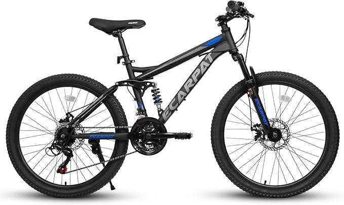 Trail-Ready 24 Inch Mountain Bike, 21-Speed Drivetrain with Gear Indicator Lever, Durable High Carbon Steel Frame, Ideal for Off-Road Exploration
