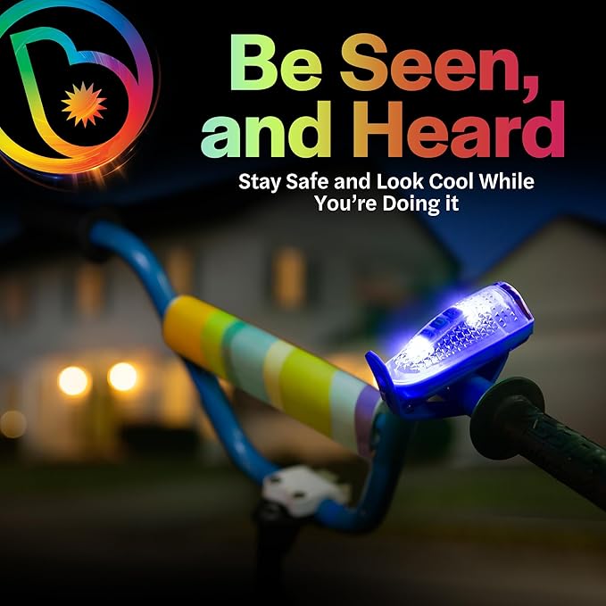 Brightz HornBrightz Light Up LED Bike Horn Light - 12 Unique Sound Effects - Bike Bell, Ring, Police Siren, Fire Engine, Trucker Horn, Backup Beep, Motorcycle, Magic Wand, Cat, Dog, Cow, Horse