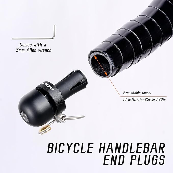 Bike Handlebar Bell - 80dB Loud Aluminum Alloy End Plug Bell for Road & Mountain Bicycles | 18-25mm Compatible | Waterproof & Lightweight 65g