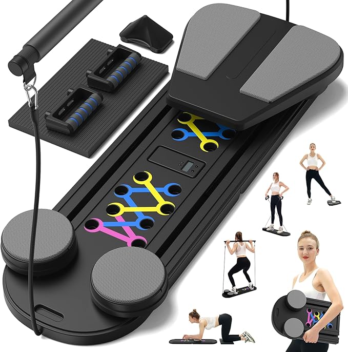 Pilates Board,Foldable Pilates Reformer Sets with Timer,Multifunctional Abdominal Pilates Board for Home Workout Equipment,Portable Ab Board Trainer Pilates Exercise Machine, Pilates Board for Women