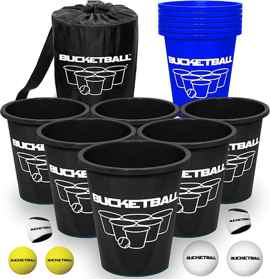 BucketBall | Team Color Edition | Combo Pack (Black/Navy Blue): Original Yard Pong Game: Best Camping, Beach, Lawn, Outdoor, Family, Adult, Tailgate, Jumbo, Giant Game