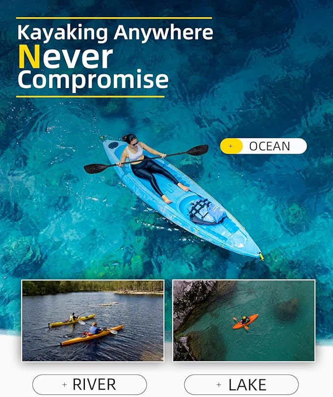 OCEANBROAD Kayak Paddle 86in/218cm, 90.5in/230cm Alloy Shaft 2-Piece Floatable Kayak Oar for Kayaking Canoeing Boating