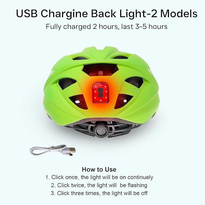Bike Helmet Adult Urban:Bicycle Helmet for Men Women with USB Charge Detachable Taillight Helmets for Commuter Cycling Scooters