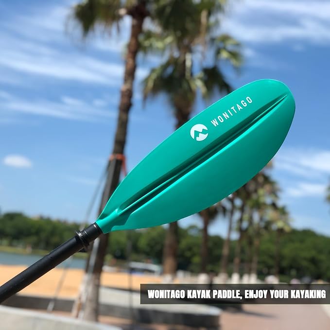 Kayak Paddle with Aluminum Shaft and Reinforced PP Blade, Floating Kayak Oar for Kayaking Canoeing and Boating, 220 cm/86 inches - 230 cm/90 inches
