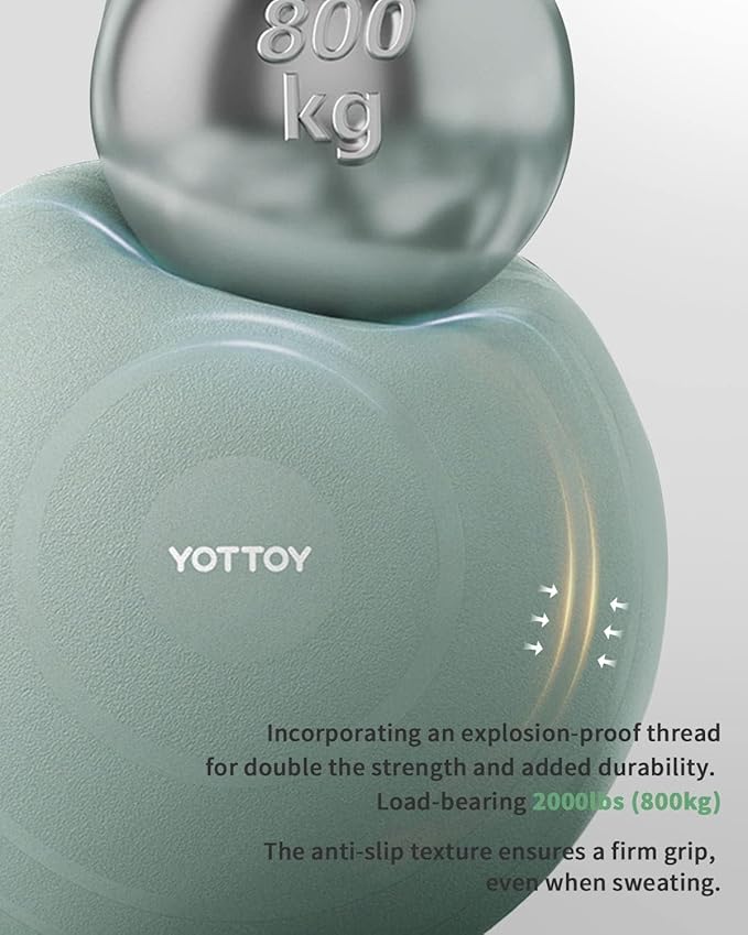 YOTTOY Anti-Burst Exercise Ball for Working Out, Yoga & Pregnancy, Extra Thick Workout Ball for Physical Therapy & Fitness