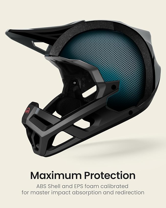 OutdoorMaster Full Face Mountain Bike Helmet for Men & Women-Two Removable Chin Pad Mountain Bike Helmet Grizzly, Ventilation Lightweight Racing Downhill DH BMX MTB Helmet