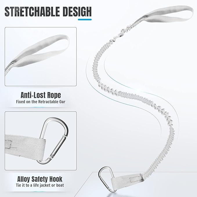 HESTYA 6 Pieces Kayak Paddle Leash Stretchable Paddle Rope Nylon Adjustable Kayak Coiled Rod Leash Lanyard Kayak Traction Rope for Kayak Canoe SUP Paddles Surfboard Fishing Poles Rods Accessories