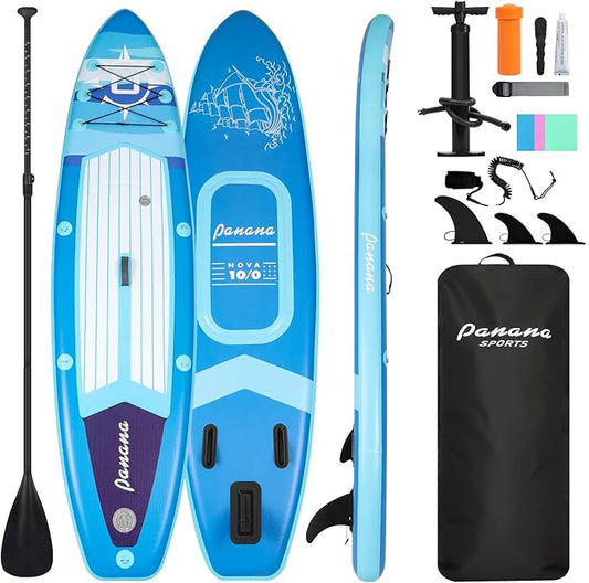 Panana Inflatable Stand Up Paddle Board, 10'x31 x6 SUP with Premium Paddle Board Accessories Kit, Anti-Slip EVA Deck for Adults Youth of All Skill Levels