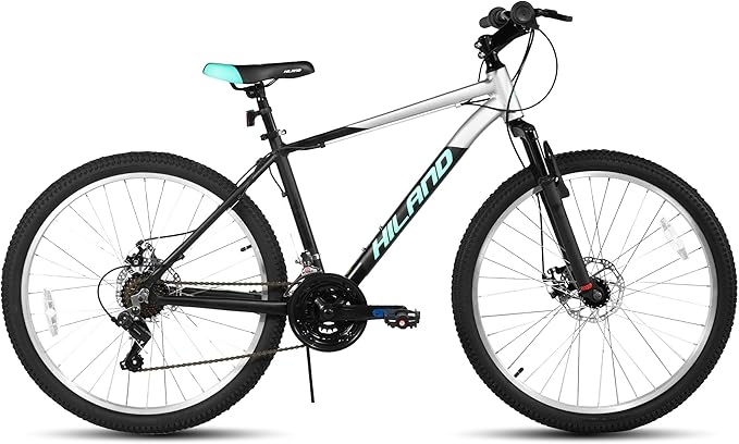 HILAND 26 27.5 inch Mountain Bike 18 Speeds, Suspension Fork, Aluminum Frame Disc-Brake for Men Women Mens MTB Bicycle Adlut Bike