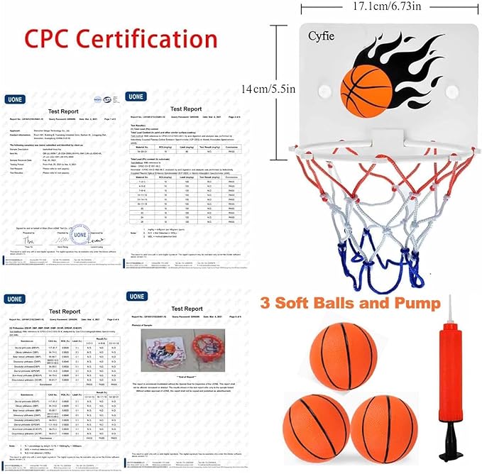 CYFIE Basketball Hoop Toddler, Bathtub Bath Toys for Office Desk Bathroom Slam Dunk Games, Suction Cup Basketball Hoop for Kids Girls Boys