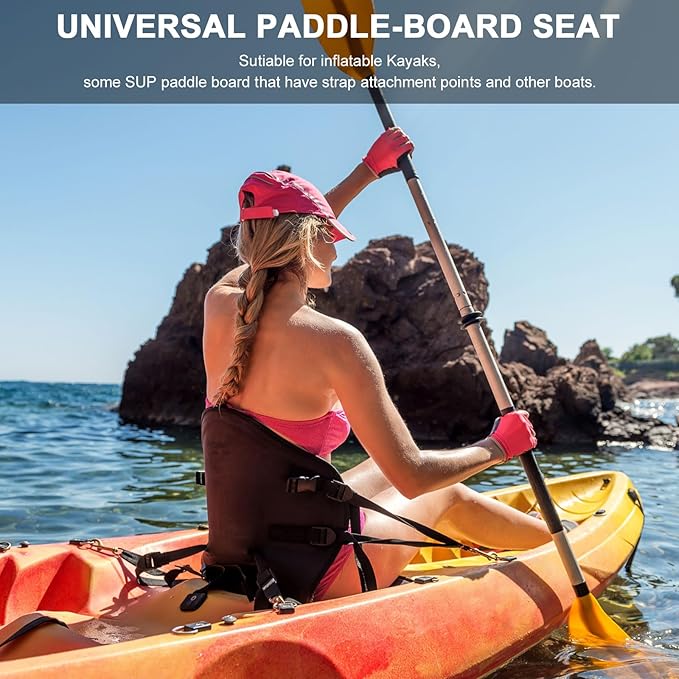 CAMULAND Paddleboard Seat, Kayak Accessories Chair for Paddle Board Fishing Sup Adjustable Cushion with Back Support for Sit On Top Boat Rafting Padded Seats Behind
