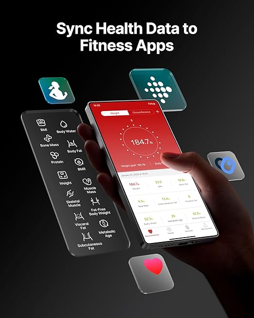 FITINDEX Smart Scale with BMI, Body Fat, Muscle Mass, Scale for Body Weight and Fat Percentage, High Accurate Bluetooth Scale with Large Display, 13 Body Composition Analyzer Sync APP, 500lbs, 11.8"