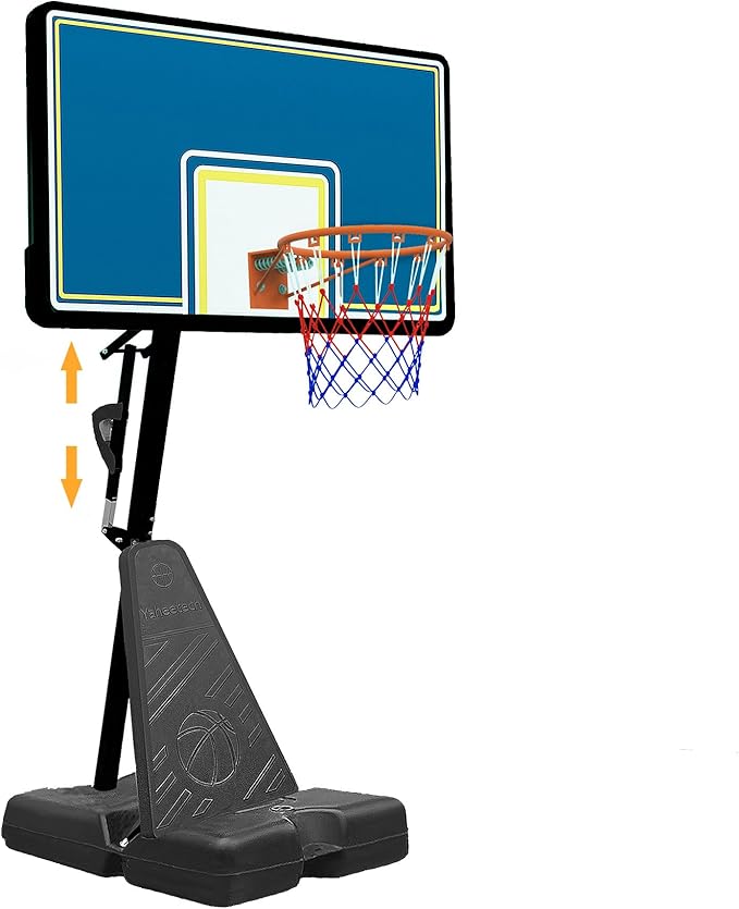 Basketball Hoop Outdoor 8.04-10FT Height Adjustable, Portable Basketball Goal with 44 Inch Shatterproof Backboard, Heavy-Duty Base & Wheels for Youth,Teens,Adults in Backyard,Driveway,Indoor