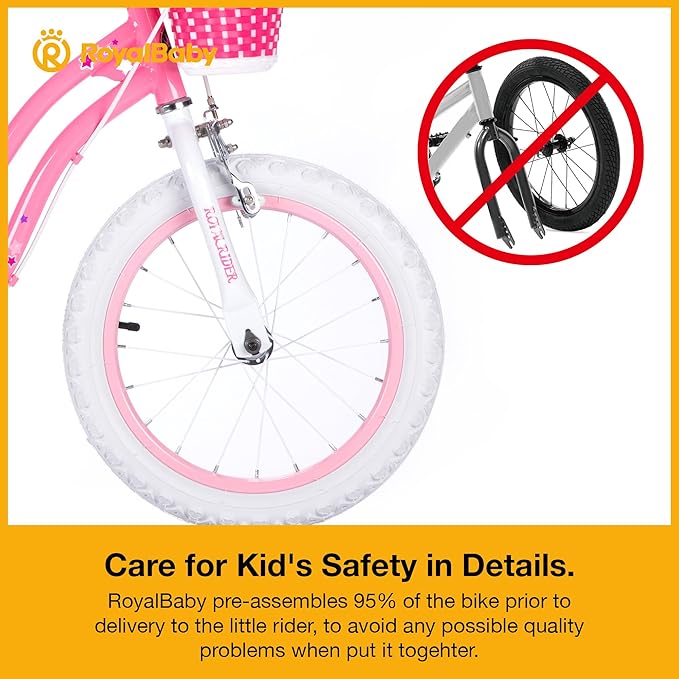 RoyalBaby Girls Bike EZ Bike Stargirl Training Free Balance to Pedal Easy Learning Bicycle, 12-20 Inch for Toddlers & Big Kids.
