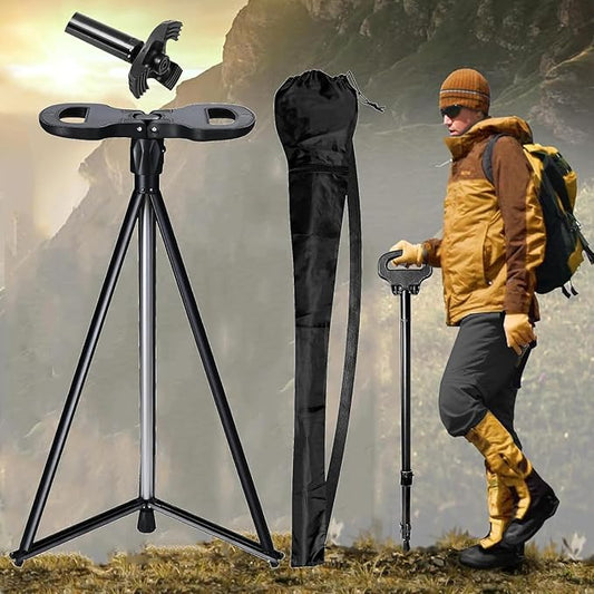 Walking Cane with Seat 2-in-1 Foldable Walking Sticks Chair for Men Women Elderly Folding Camping Chair Portable Trekking Poles Aluminum Lightweight Travel Storage Bag for Adult Outdoor Hiking