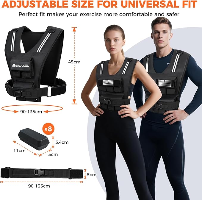 BAGAIL Weighted Vest Men, 20lbs/30lbs/40lbs Adjustable Weighted Vest for Woman with Removable Iron Weights, Women’s Weight Vest for Walking, Rucking, Running, Strength training