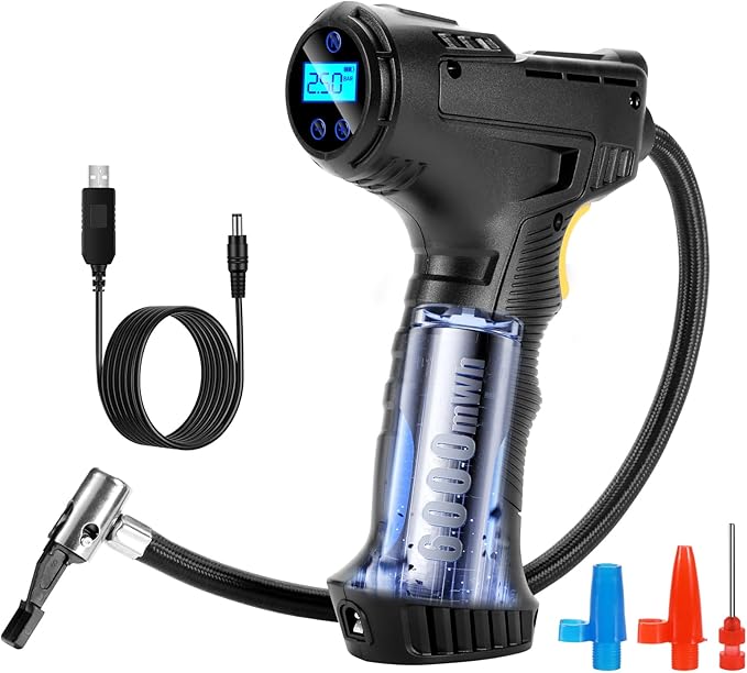 150PSI Portable Air Compressor for Car Tires – Digital Tire Inflator with LED Flashlight, 12V Auto Pump for Cars, Motorcycles, Bikes, and Sports Balls
