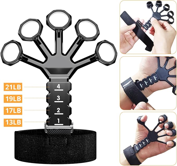 ALMAH Hand Grip Strengthener kit(5 Pack),Grip Strength Trainer,Forearm Workout Trainer Adjustable Grip Exercises,Finger Grip Strengthener,Finger Stretcher,Grip Ring & Stress Relief Ball with Carry Bag
