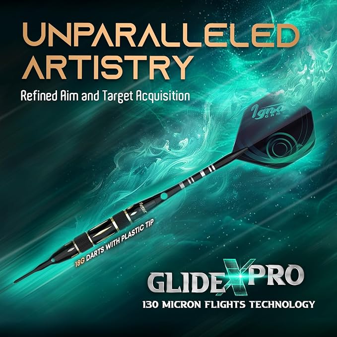 IgnatGames Premium Soft Tip Darts – 6/12 Pack Brass Barrels with Aluminum Shafts, 16 GlideXPro Flight Set, Tool Kit, Giftable Case & 100 Extra Tips