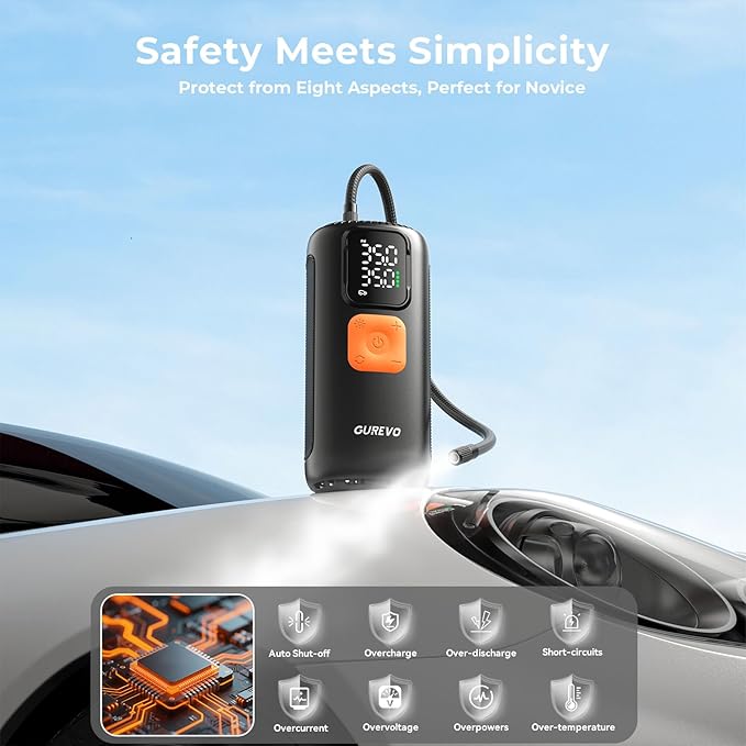 Tire Inflator Portable Air Compressor, 22 Cylinder & 6X Faster Inflation, 160 PSI Tire Pump with 7800mAh, Digital Pressure Gauge, Auto Shut-off, Air Pump for Car, Truck, Motorcycle, Bicycle, Ball