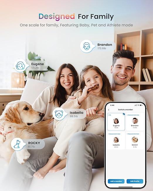 RENPHO Smart Scale for Body Weight, BMI, Body Fat, Muscle Mass, Bluetooth Wi-Fi Rechargeable Scale, RGB Lighting Color Changing Scale, Sync with Fitness App, Chroma Aspire