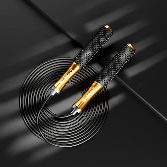 5mm PVC Jump Rope For Men Women Kids - Dual Ball Bearing -Metal Handle Core Covered Rubber Grip- Adjustable 10ft long Skipping Rope - Good For Workout Fitness Weight loss