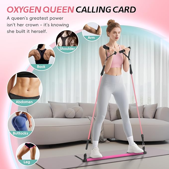 Pilates Bar Kit with Resistance Bands, Portable Pilates Bar for Home Gym Yoga & Full Body Workouts, Pilates Equipment for Women & Men, Fitness Set for Strength Toning Stretching Flexibility Training