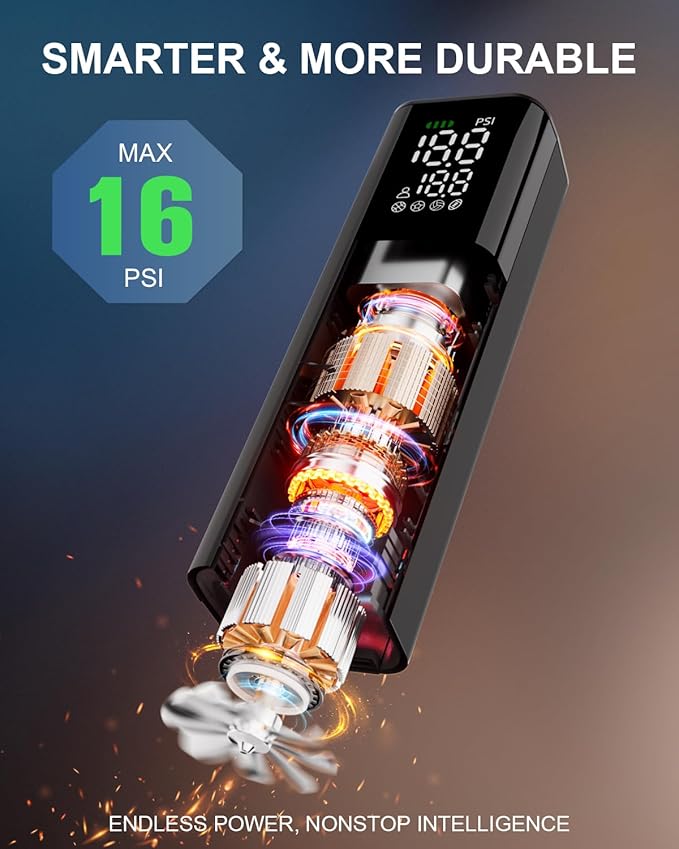 Electric Ball Pump, 16PSI Portable Air Pump with Pressure Gauge and Digital LCD Display for Basketball Pump, Soccer Ball Pump, Football Pump, Volleyball Pump, 4X Faster Sports Ball Pump