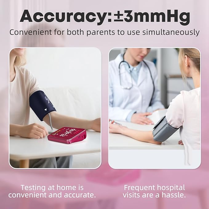 Blood Pressure Monitor Rechargeable Upper Arm Blood Pressure Monitors for Home Use Large Screen Bp Machine with 8.7"-16.5" Bp Cuff, 2x120 Memory, Voice Broadcast Bp Monitor(Red)