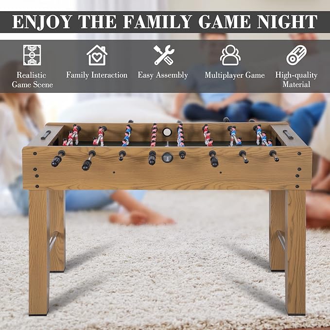 48in Foosball Table, Competition Sized Soccer Table w/ 2 Balls, 2 Cup Holders 2x4ft for Kids, Adults, Suit for 4 Players, Football Table for Home, Game Room, Arcade