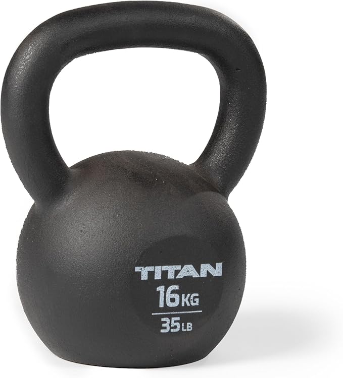 Titan Fitness Cast Iron Kettlebell, Single Piece Casting, KG and LB Markings, Full Body Workout