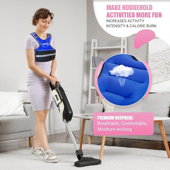 Adjustable Weighted Vest for Women, 6-12 Lbs Rucking Vest with 6 Ironsand Weights, Great Weighted Vest with Plus Pockets & Reflective Strips for Running, Walking, Workout and Strength Training