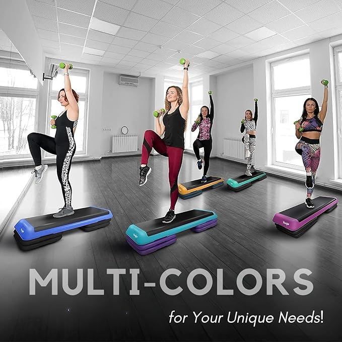 Yes4All Adjustable Workout Aerobic Exercise Step Platform Health Club Size with 4 Adjustable Risers Included and Extra Risers Options