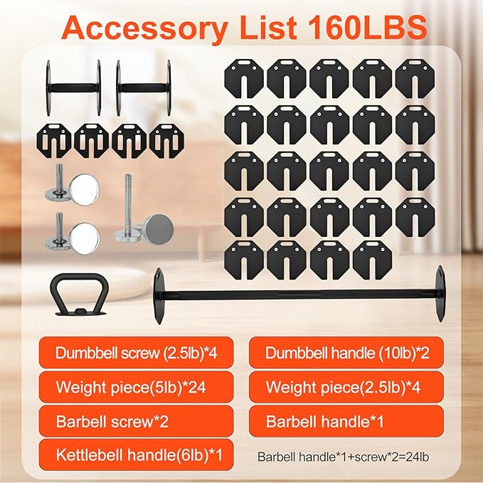 Adjustable Dumbbell Sets 160LBS/180LBS Durable Steel Build, Free Weights Dumbbells Set with Barbell/Kettlebell Handle Sets 3-in-1 Multifunctional Dumbbell Fitness Exercises for Home Gym Suitable Men/Women 80LB/90LBX2