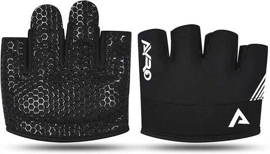 AYRO Minimal Workout Gloves, Short Partial Gym Weight Lifting Gloves Grip Pads for Men & Women with Full Palm Protection & Extra Grip, Best for Weightlifting, Training, Gym & Hand Support