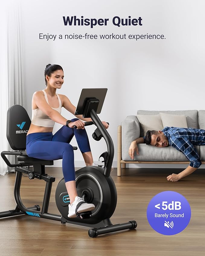 MERACH Recumbent Exercise Bike for Home with Smart Bluetooth and Exclusive App Connectivity, LCD, Heart Rate Handle, Magnetic Recumbent Bikes S08/S23